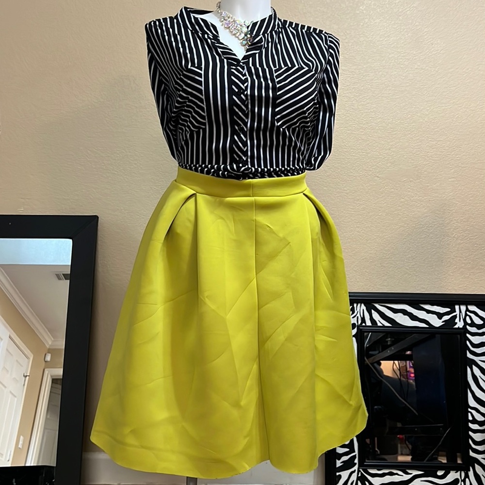 Neon green circle skater skirt